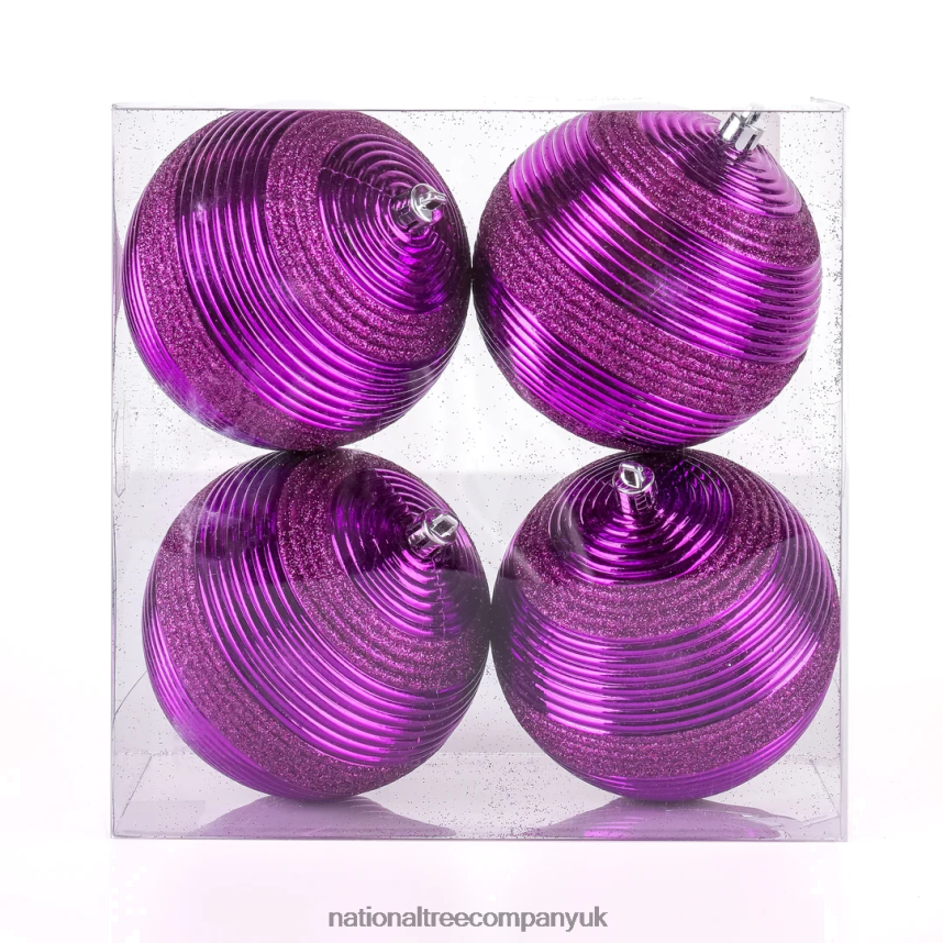 decoration | National Tree Company First Traditions 4 Piece Shatterproof Swirling Purple Ornaments F2L4F524
